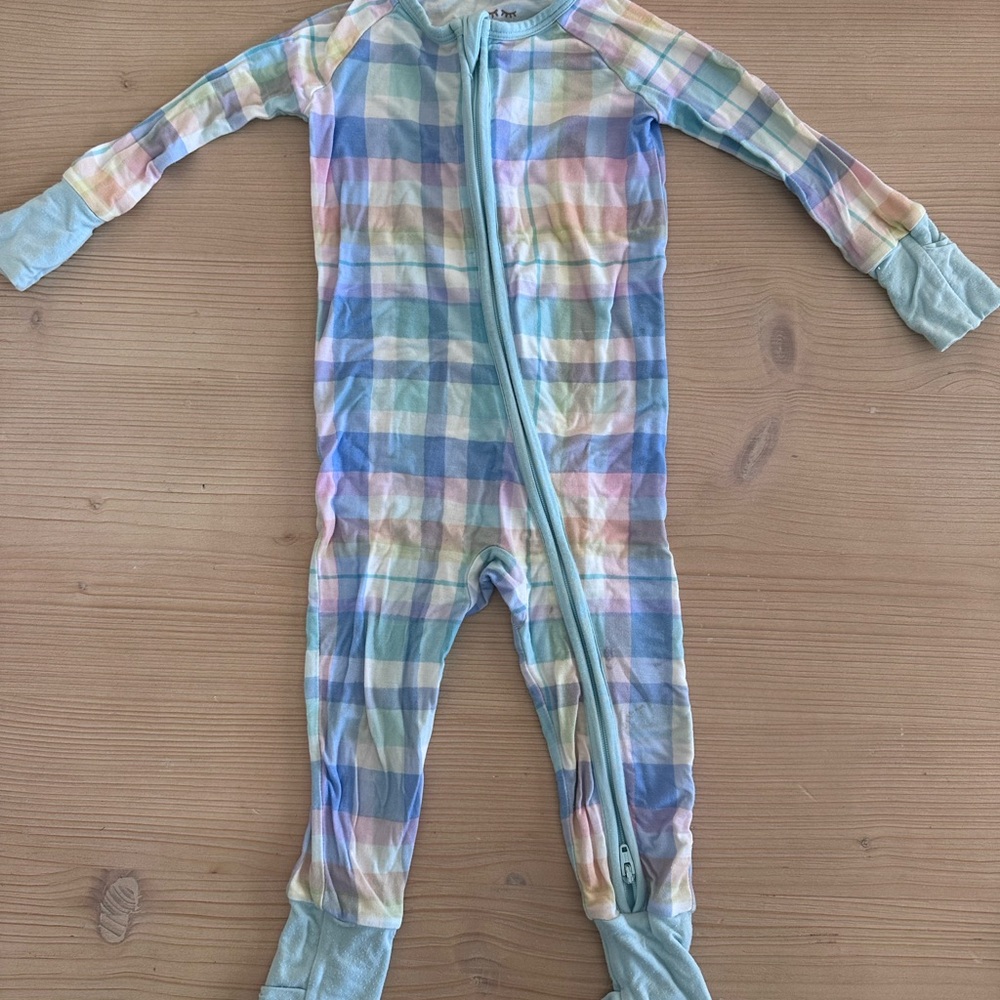 Little Sleepies Pastel Plaid Kids Footie